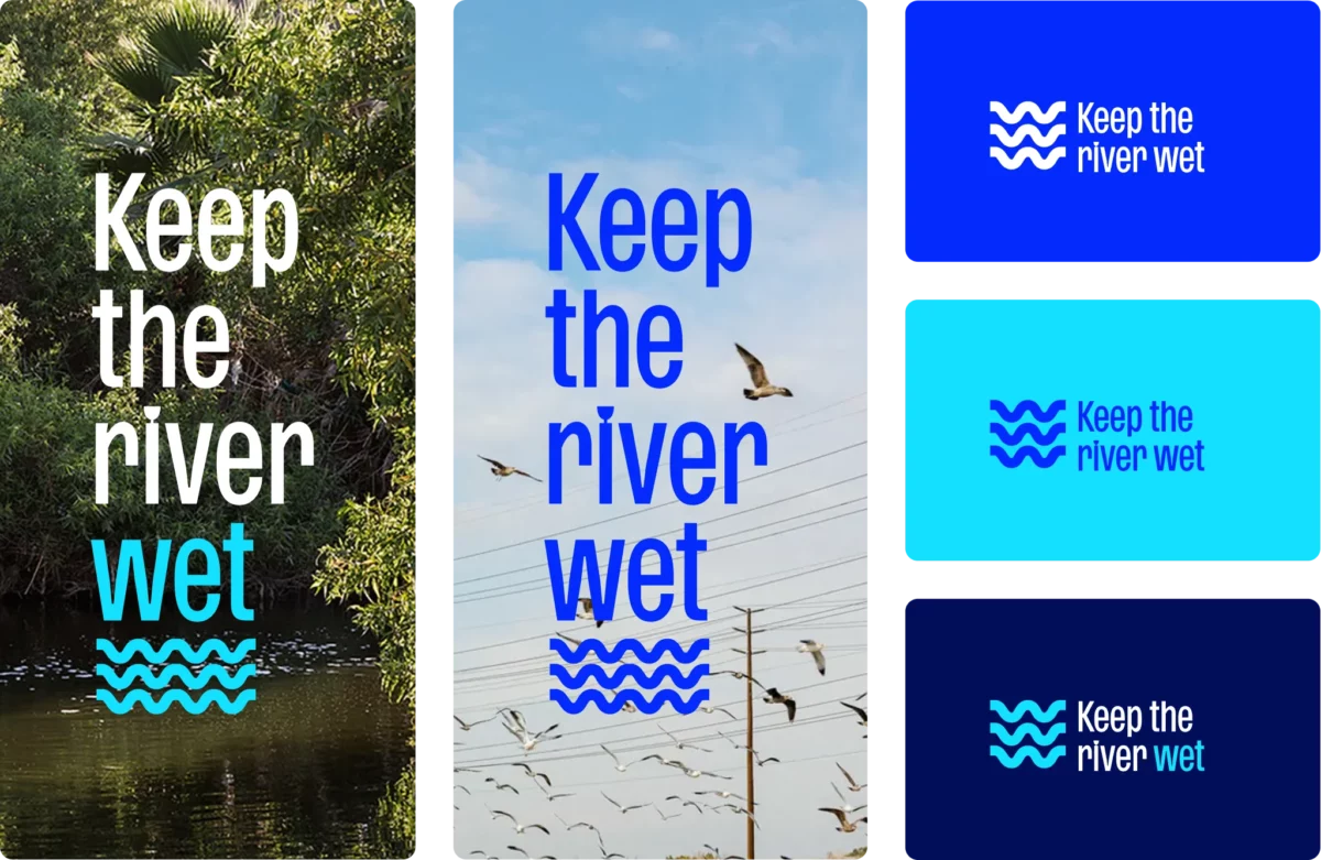 "Keep the river wet" logo variations